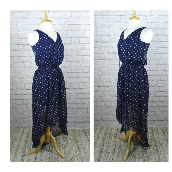 💰3/$25  Sleeveless Hi Lo Dress Sheer Sleeveless Lace Detail Floral Small - Picture 2 of 12